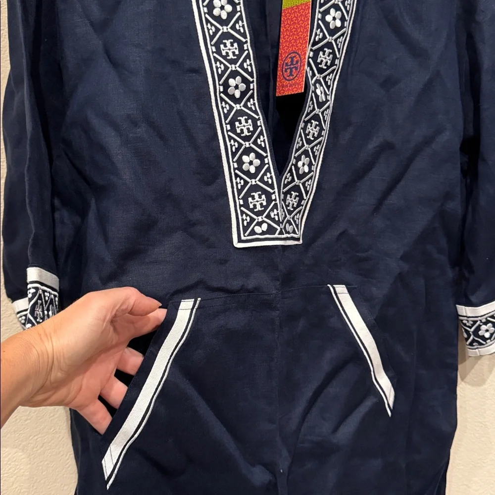 NWT Tory Burch bikini swimsuit cover up linen tunic size XS - Picture 4 of 5